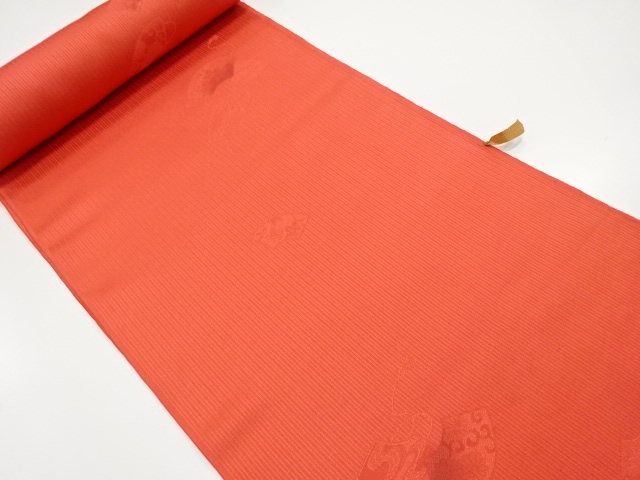 アンティーク　地紙に花模様織り出し　羽尺反物